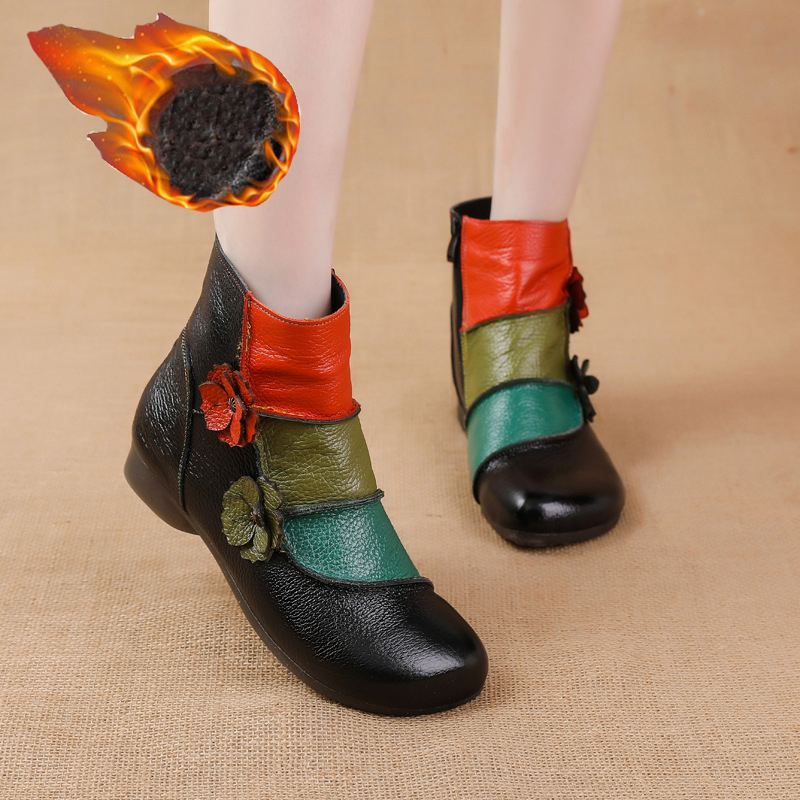 Women Shoes Luxury Brand - Sepatu bot kulit asli untuk wanita,