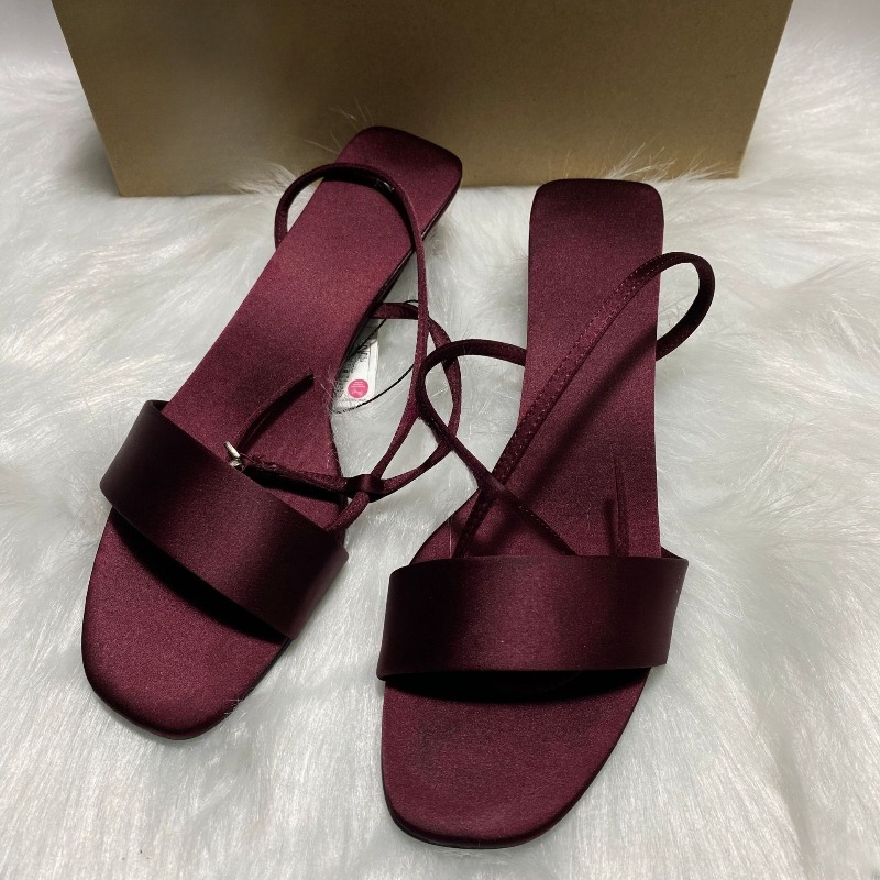 Women Shoes Luxury Brand - Sandal Wanita Modern Hak Rendah Tali