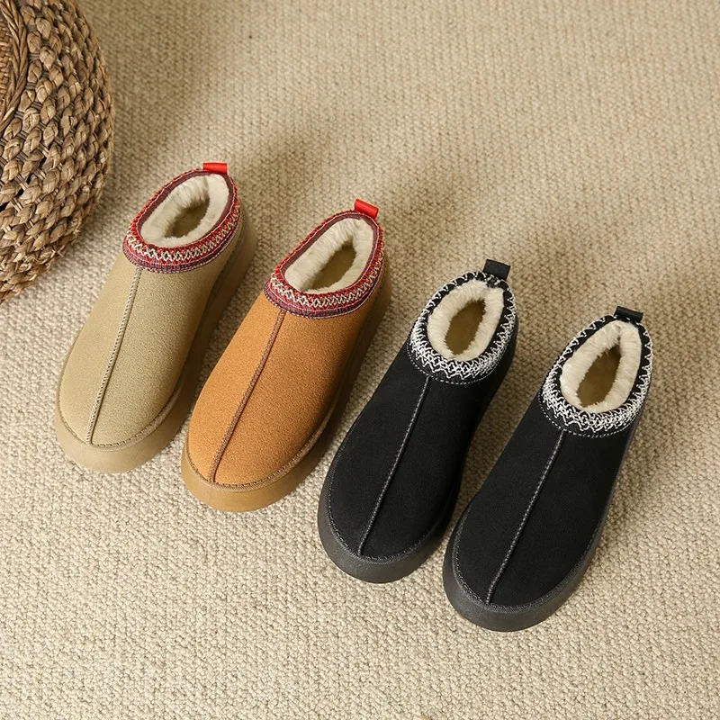 Women Shoes Luxury Brand - Sepatu bot salju rumbai bulu wanita