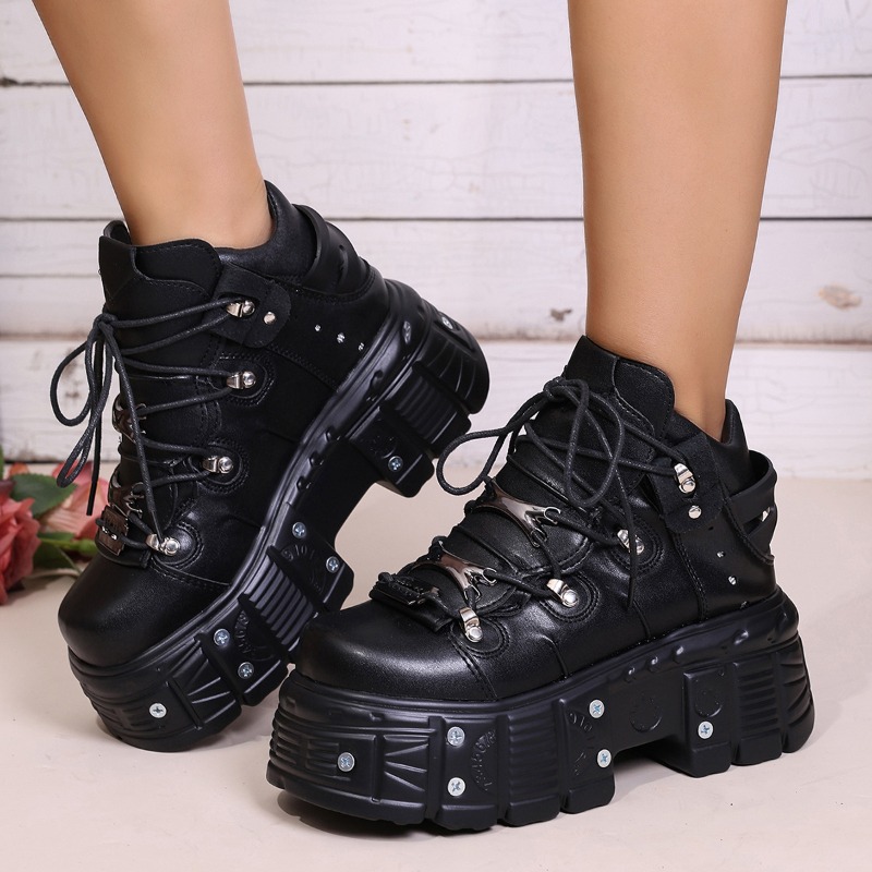 Suede Ankle Boot - Sepatu Wanita Baru Gaya Punk Bertali
