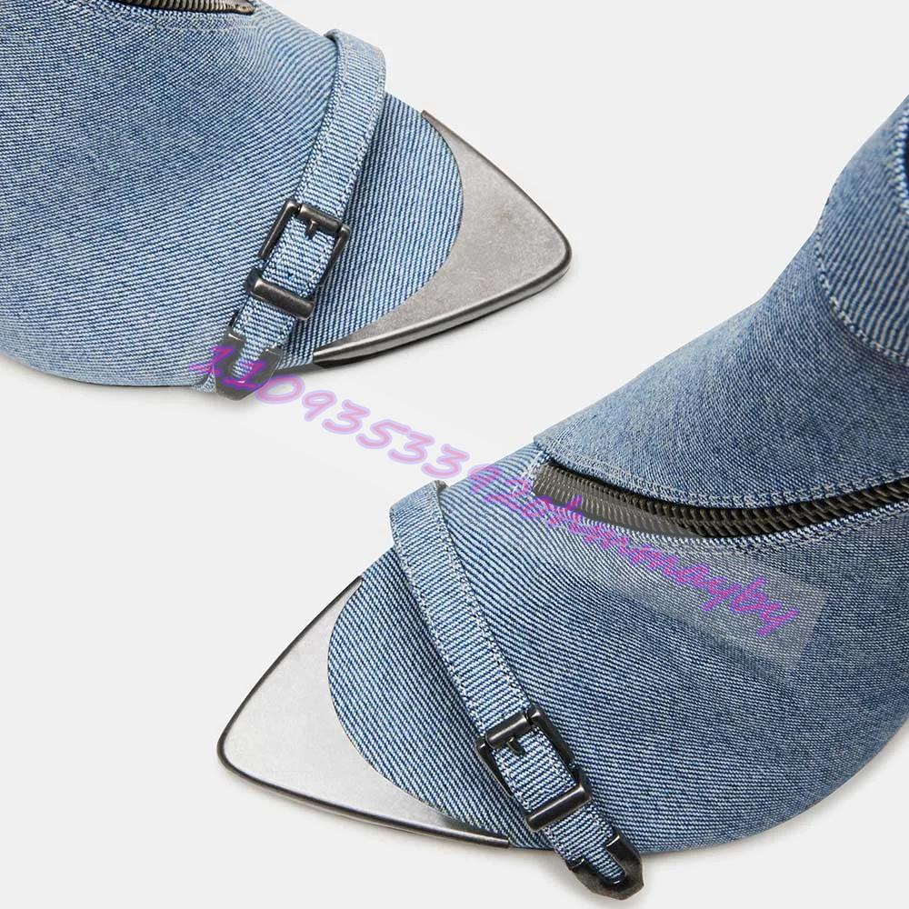 Sepatu Bot Ujung Runcing Denim - Suede Ankle Boot ulasan dan harga