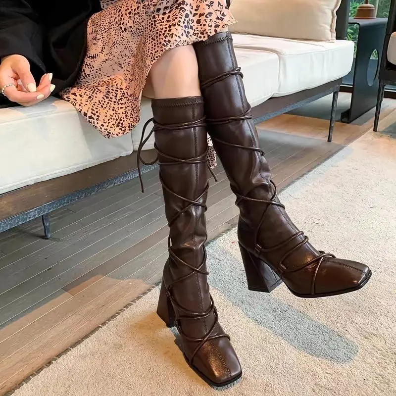 Sepatu Boots Kulit Tinggi Selu - Women'S Shoes Y2K ulasan dan harga